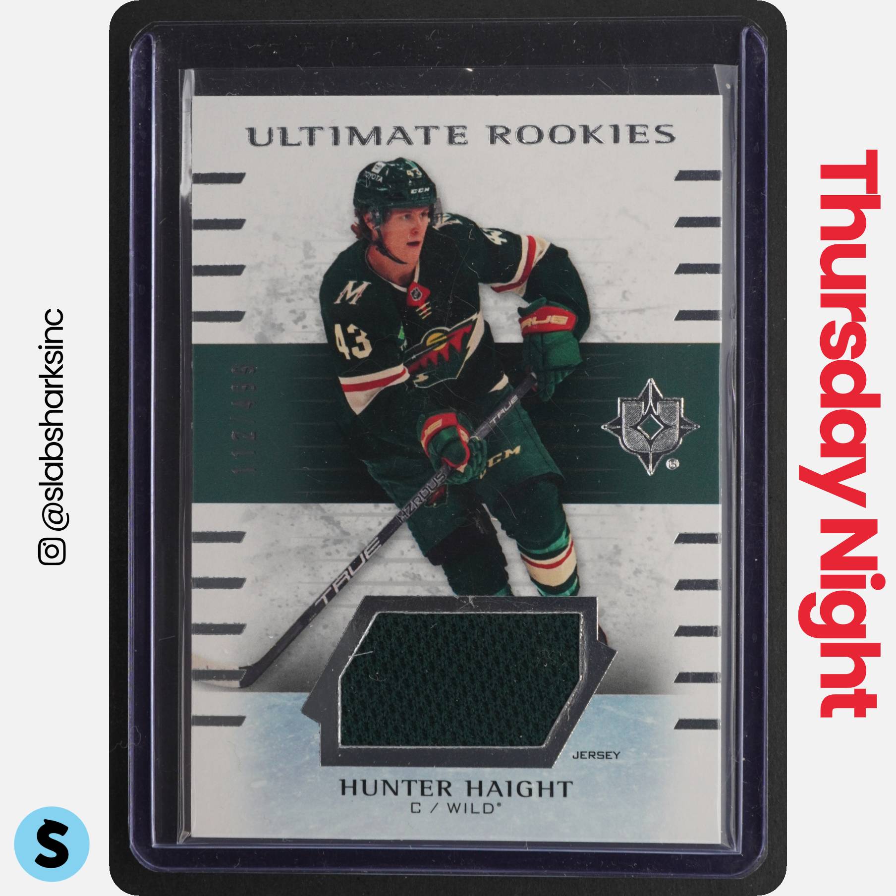 2025 UPPER DECK ULTIMATE COLLECTION #112 HUNTER HAIGHT ROOKIE JERSEY RC /499