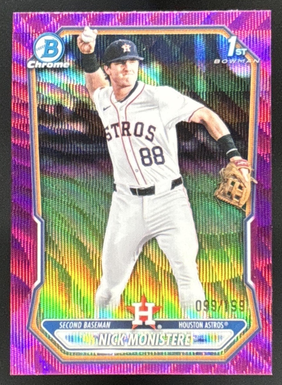 Card image for 2026 Bowman Nick Monistere Chrome Fuchsia Wave Refractor /199 1st Prospect