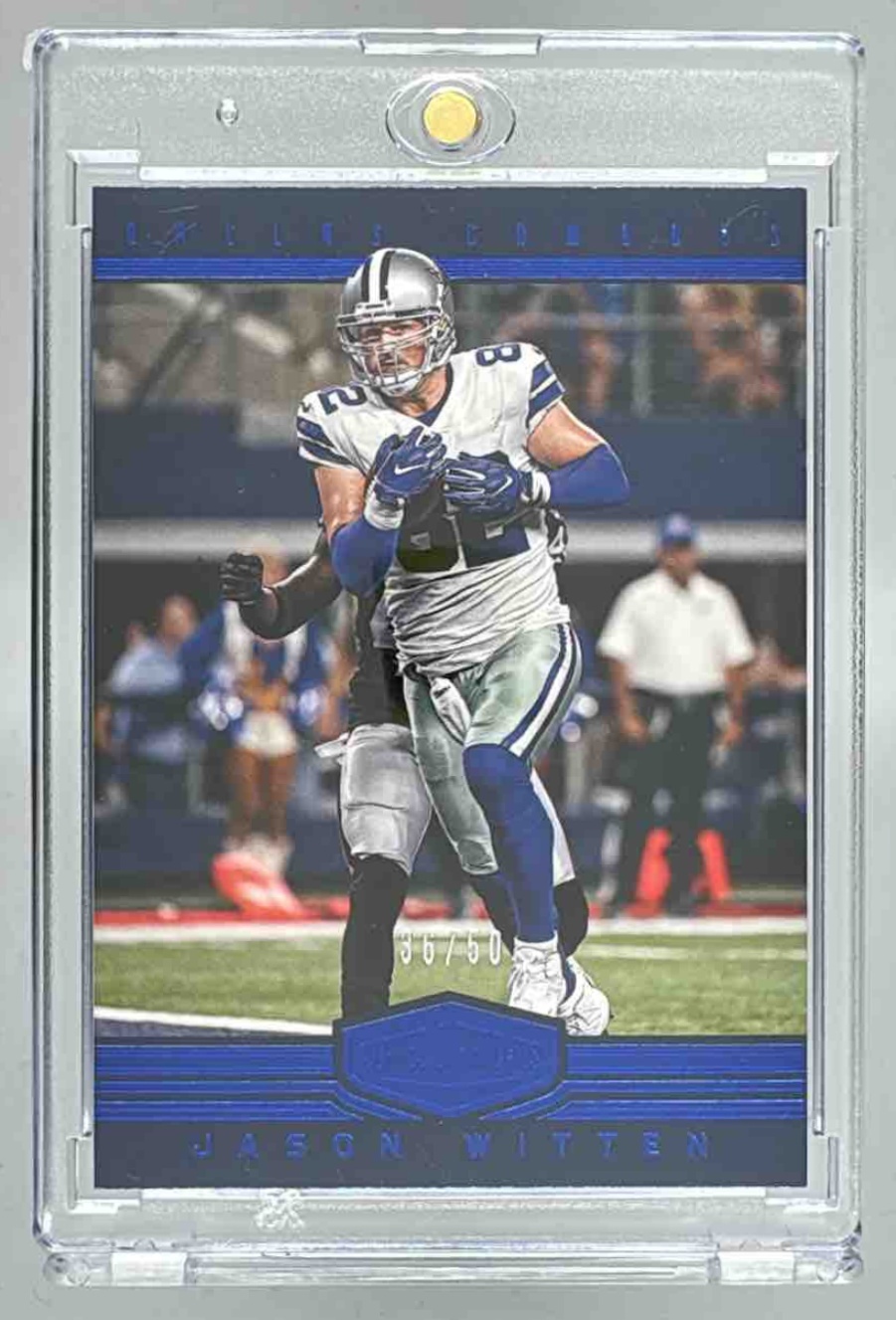Card image for 2017 Panini Football Plates & Patches Jason Witten Blue /50 #50 Dallas Cowboys