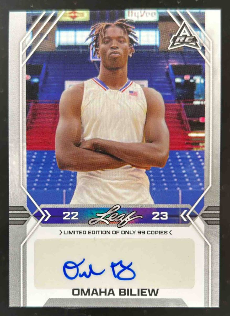 Card image for 2022-23 LEAF DRAFT OMAHA BILIEW AUTO WHITE /99 #BA-OB1