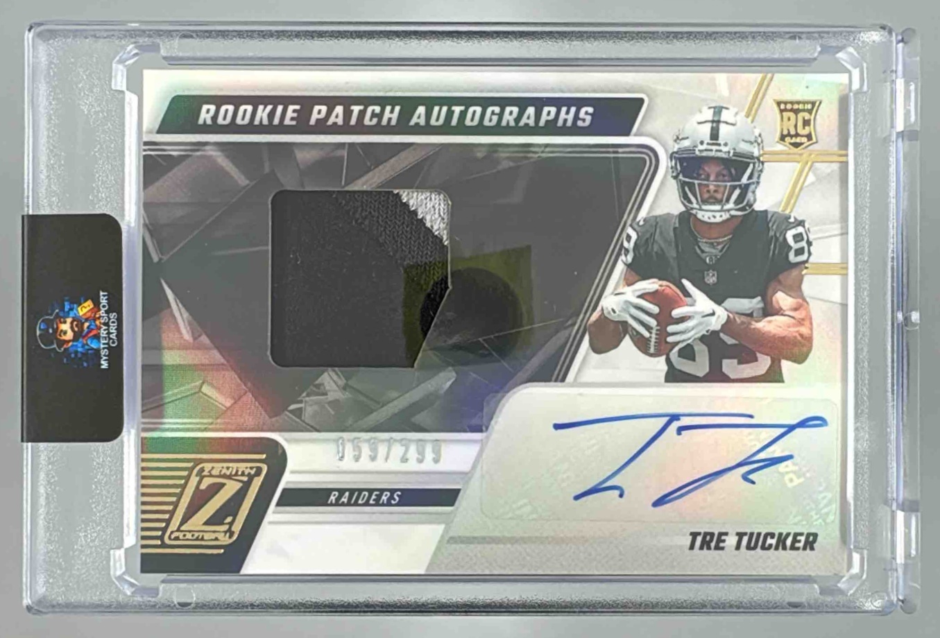 Card image for 2023 Panini Football Zenith Tre Tucker /299 #237 RC Auto Las Vegas Raiders