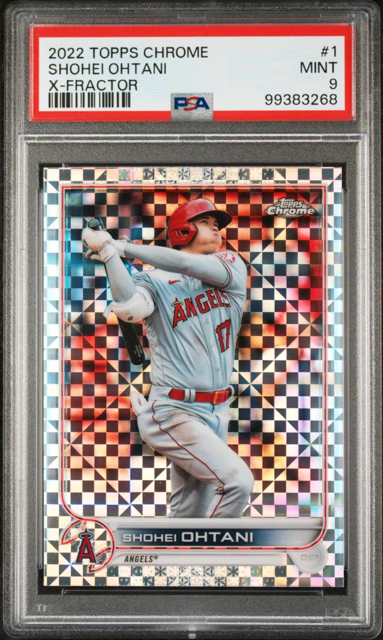 2022 Topps Baseball Chrome Shohei Ohtani X-Fractor #1 Los Angeles Angels PSA 9