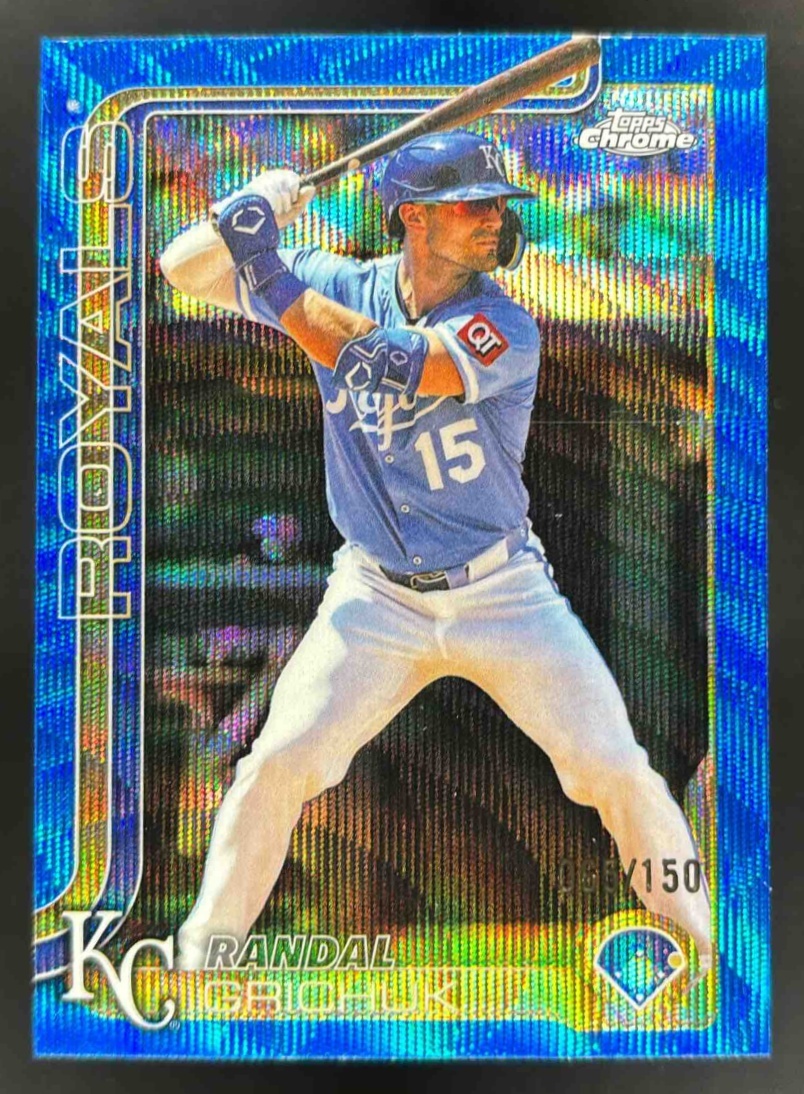 Card image for 2025 Topps Chrome Update Randal Grichuk Blue Wave Refractor /150 #USC158 Royals