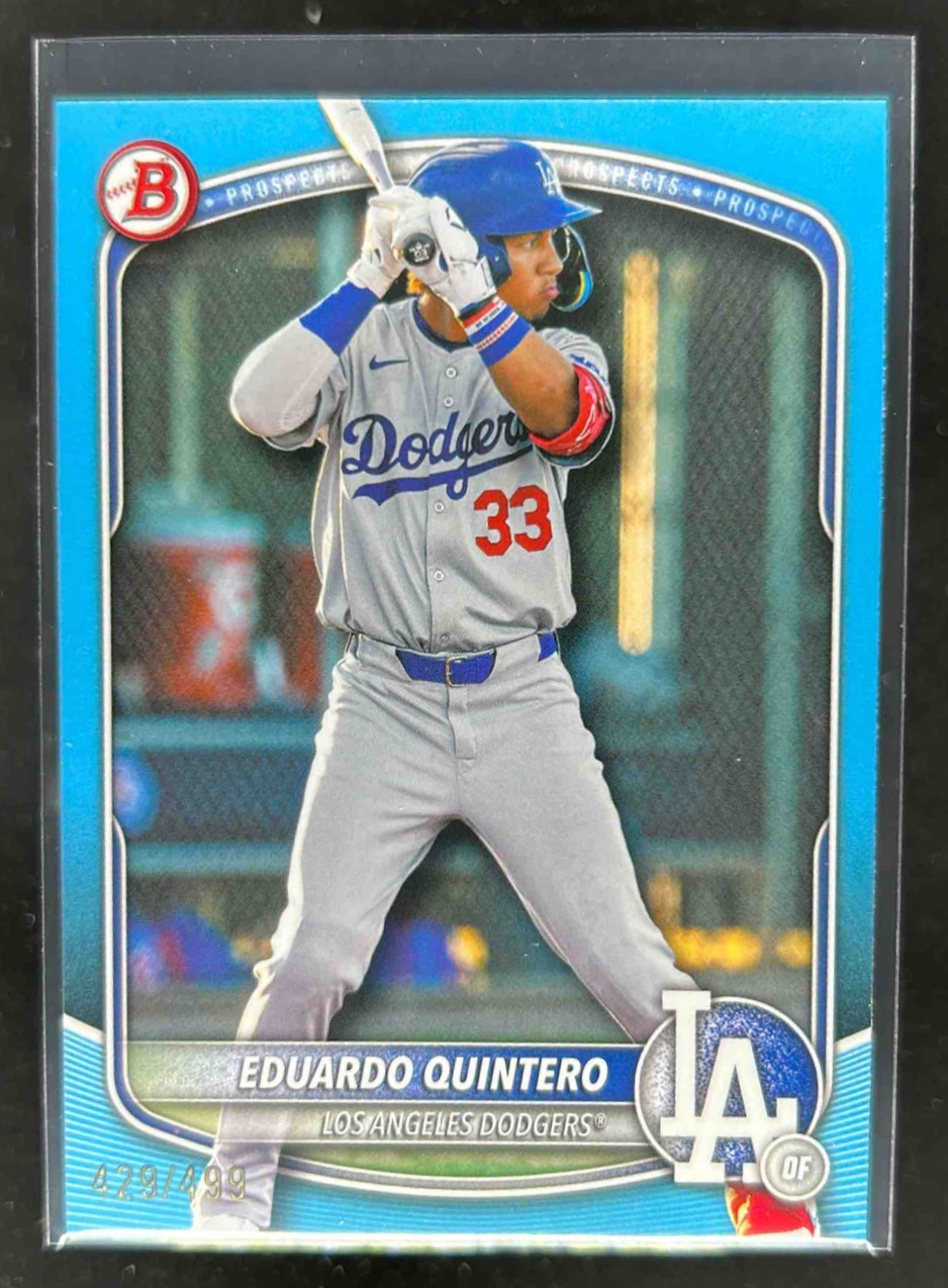 Card image for Eduardo Quintero 2025 Bowman Prospects Sky Blue Border /499