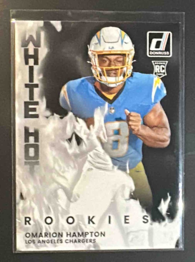 Card image for 2025 Panini Donruss Omarion Hampton #WHR-OMH White Hot Rookies RC