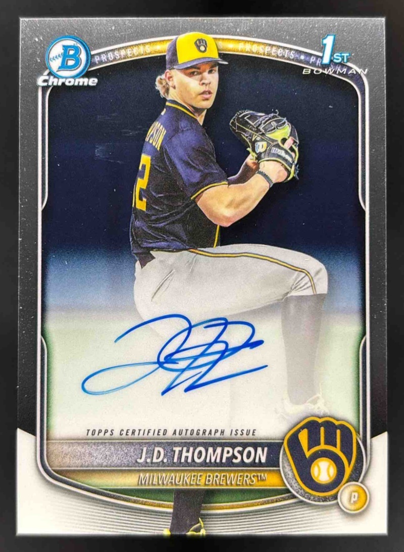 Card image for 2025 Bowman Draft J.D. Thompson Chrome Prospect Auto #CPA-JT Brewers