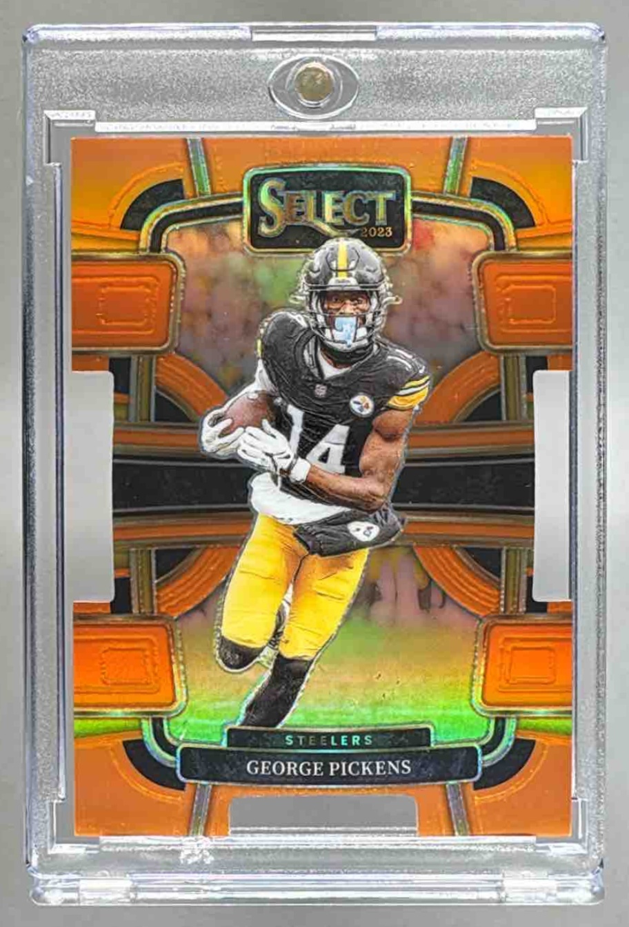 Card image for 2023 Panini Select George Pickens Orange Prizms Die Cut /499 #83 Concourse Steelers