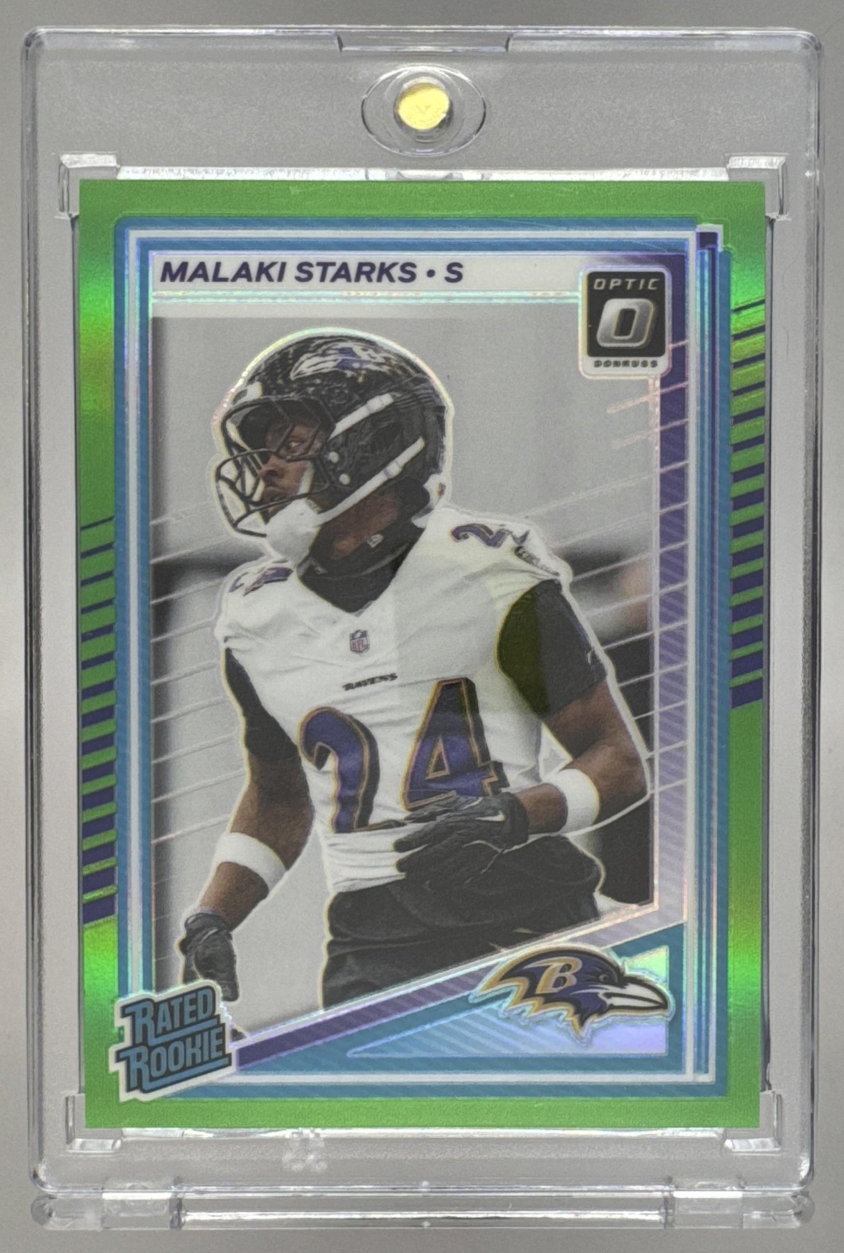 Card image for 2025 Panini Donruss Optic Malaki Starks Rated Rookie Flex Prizm /199 #256 Ravens