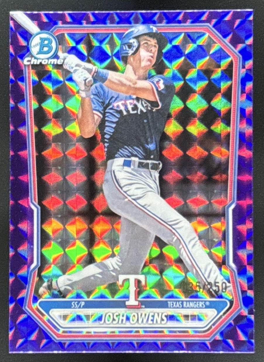 Card image for 2026 Bowman Josh Owens Chrome Prospects Purple Geometric Refractor /250