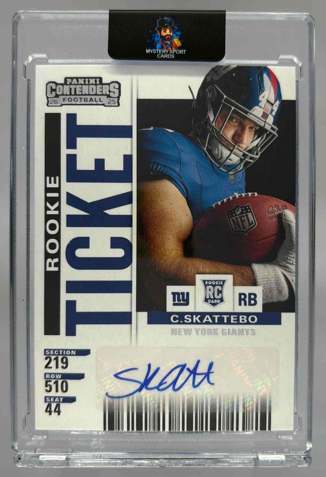 Card image for 2025 Panini Select Cam Skattebo Contenders Rookie Ticket RPS Variation #27 RC Giants