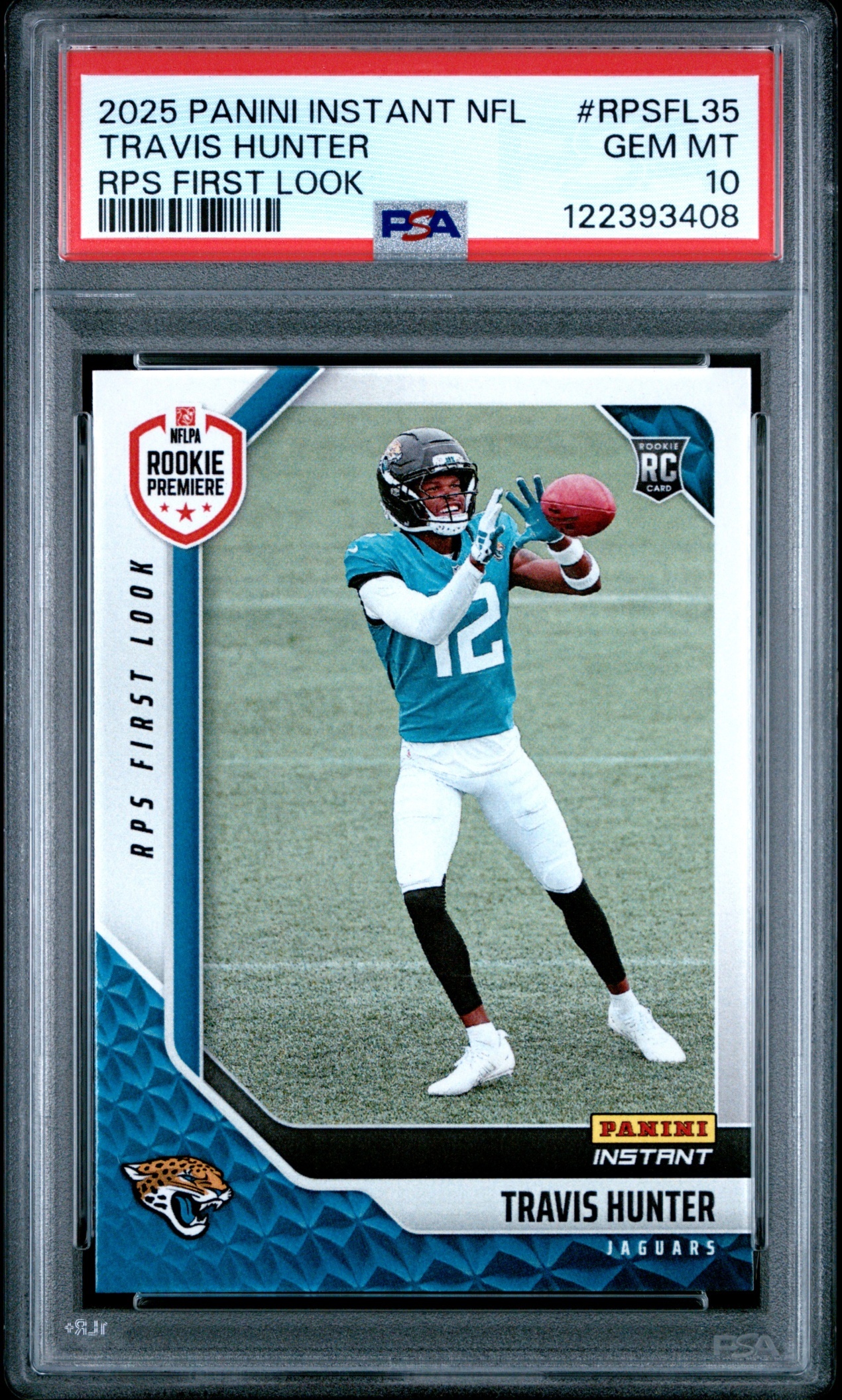 Card image for 2025 Panini Instant NFL RPS First Look Travis Hunter #RPSFL-35 Jaguars