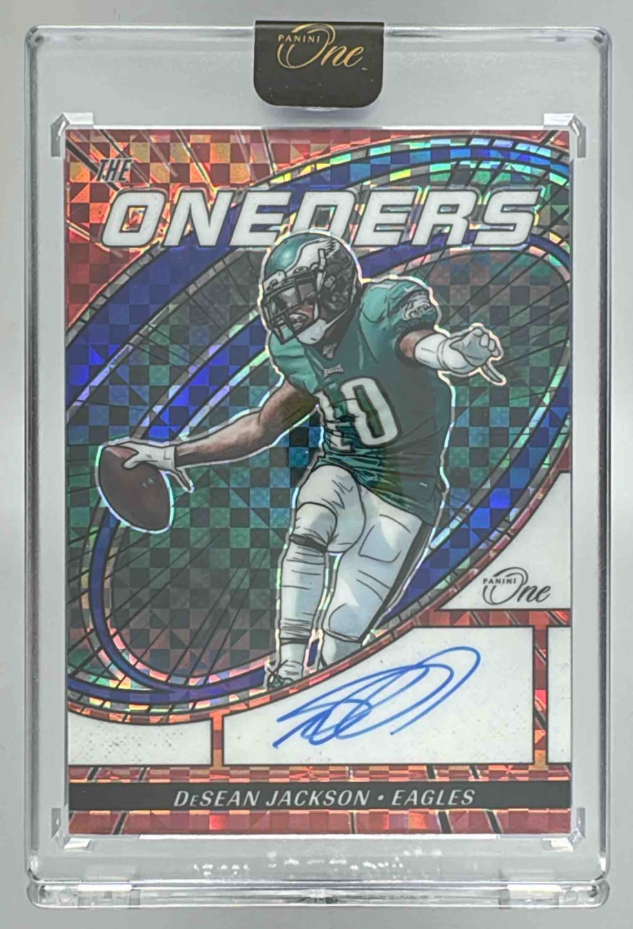 Card image for 2024 Panini One DeSean Jackson 2023 Football - The Oneders Auto Red #5 Eagles