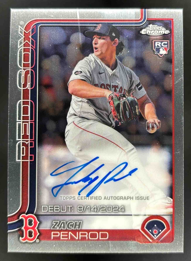 Card image for 2025 Topps Chrome Update Zach Penrod Rookie Debut Auto #CRDA-ZP RC Red Sox