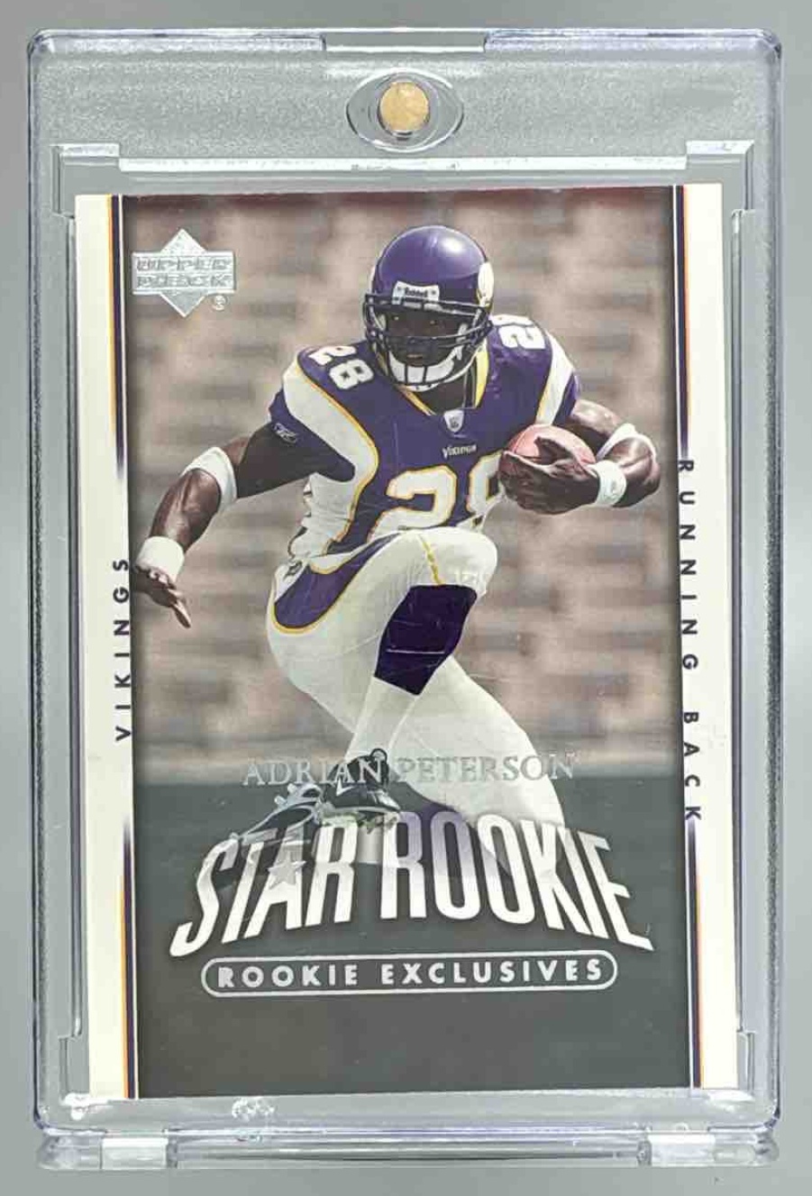 Card image for 2007 Upper Deck Adrian Peterson Rookie Exclusives Star Rookies #279 RC Vikings