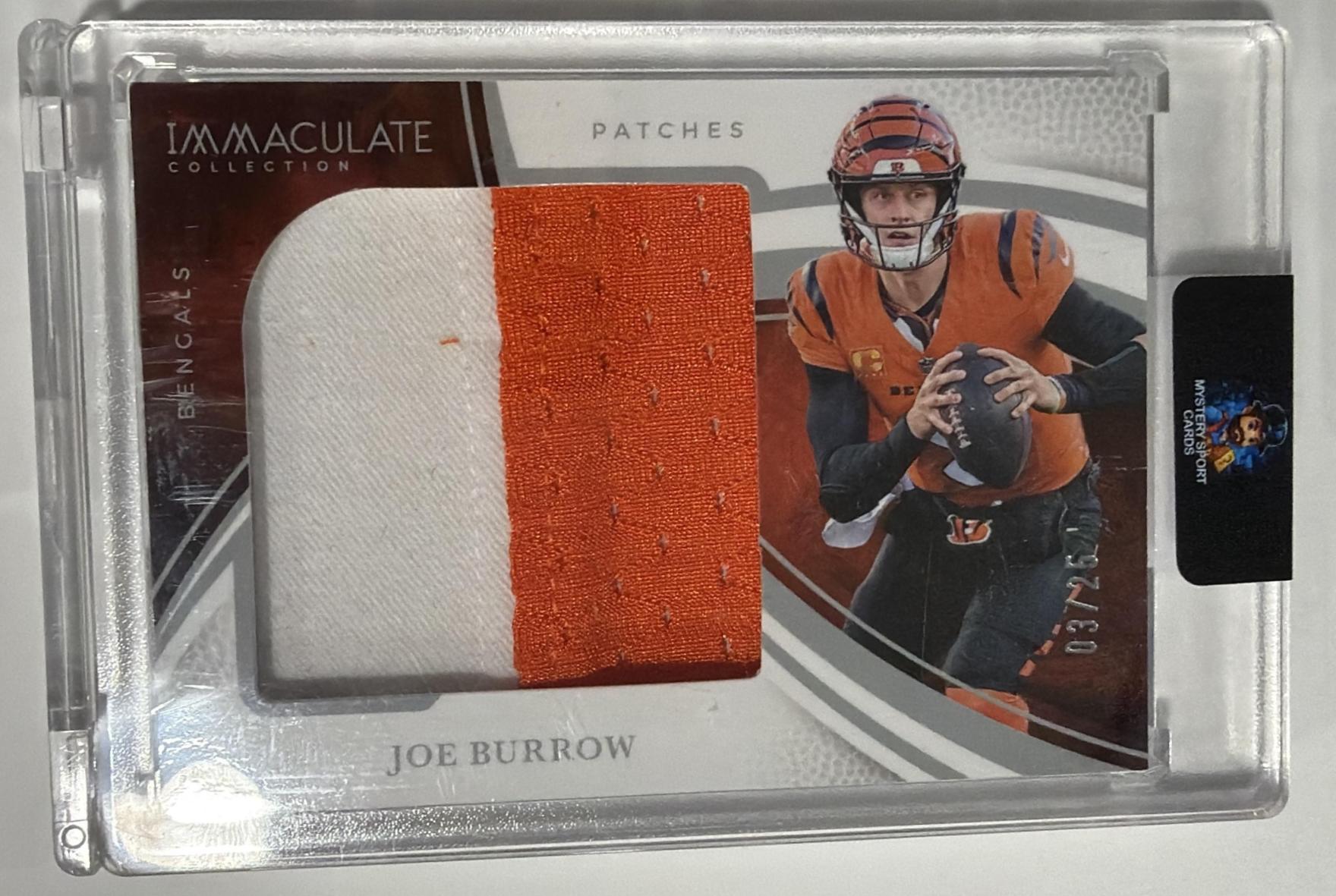 Card image for 2025 Panini Immaculate Collection Joe Burrow Patches /25 #13 MEM Bengals