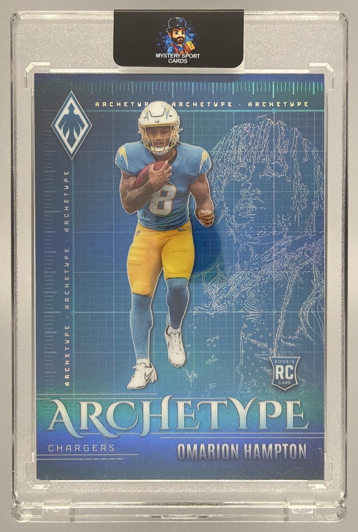 Card image for 2025 Panini Phoenix Omarion Hampton Contours #18 RC Chargers