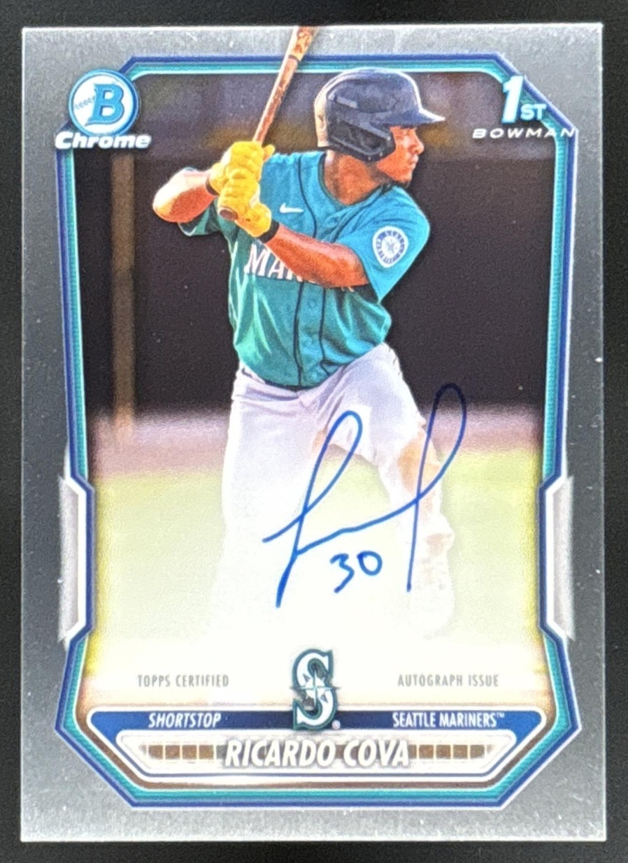 Card image for Ricardo Cova 2026 Bowman Chrome Prospect Auto Seattle Mariners