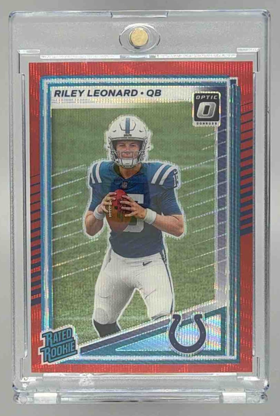 Card image for 2025 Panini Donruss Riley Leonard Rated Rookie Press Proof Red #341 RC Colts