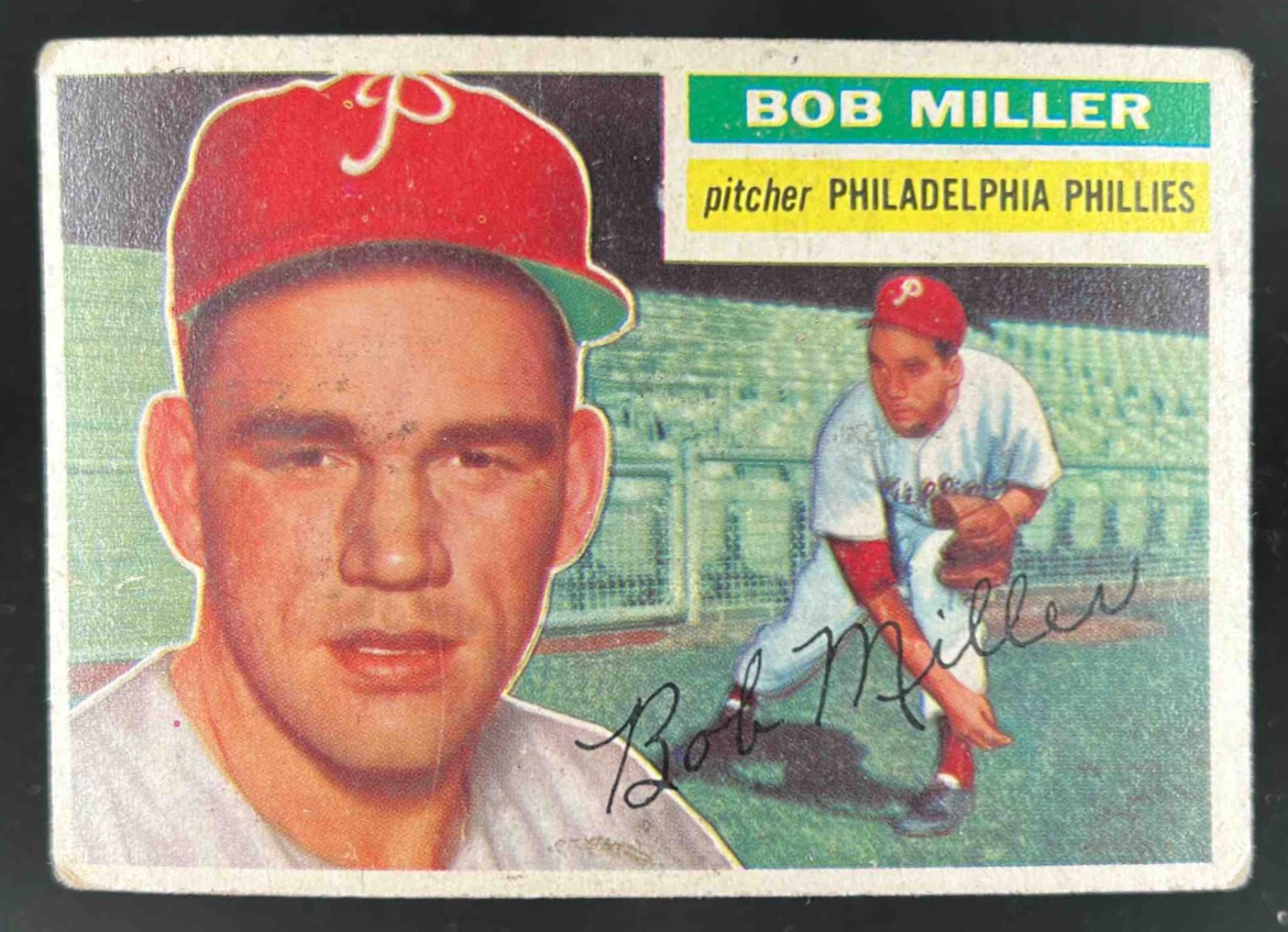 Card image for 1956 TOPPS BASEBALL BOB MILLER #334 PHILADELPHIA PHILLIES