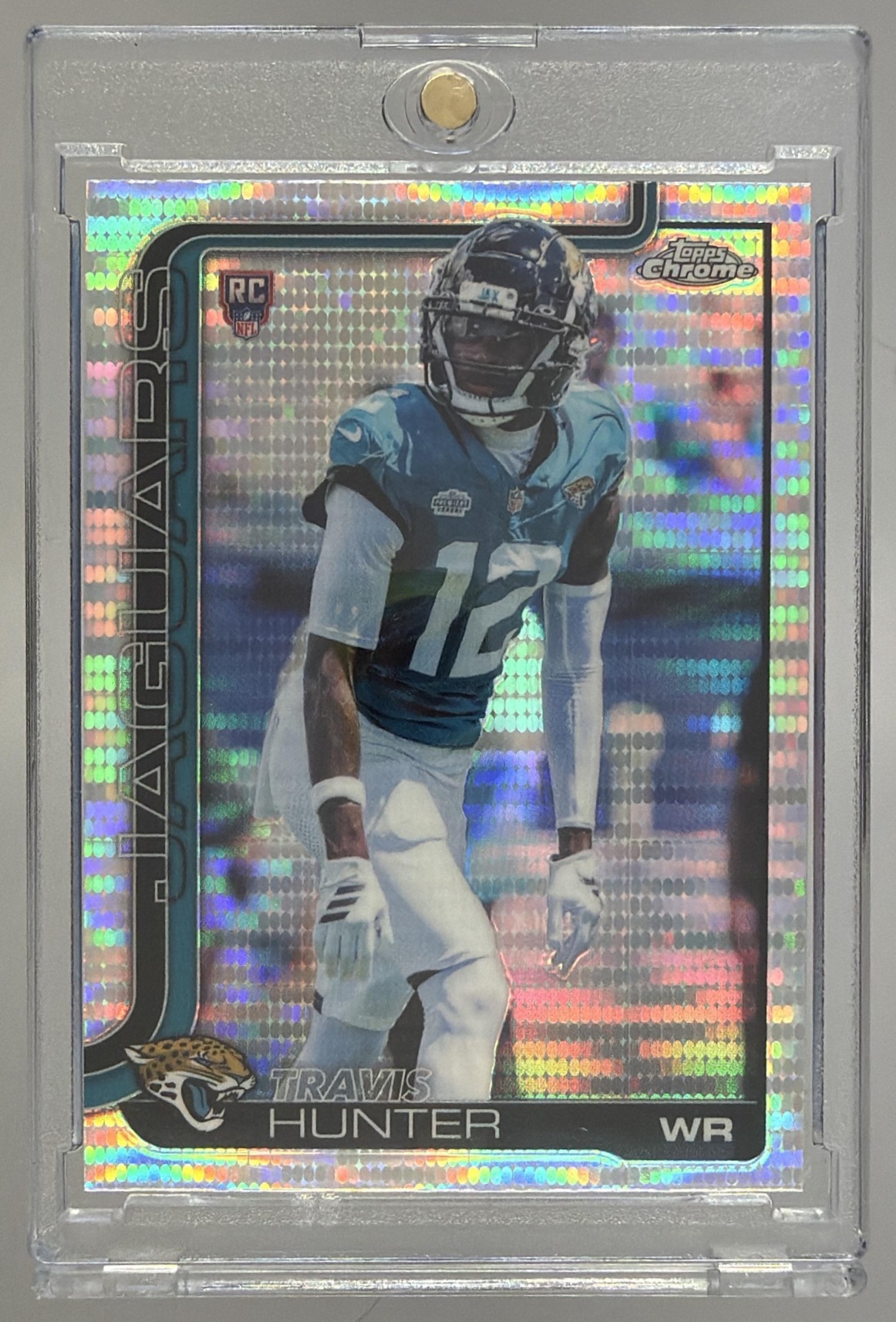 Card image for 2025 Topps Chrome Travis Hunter Rookie Refractor #332 RC Jaguars