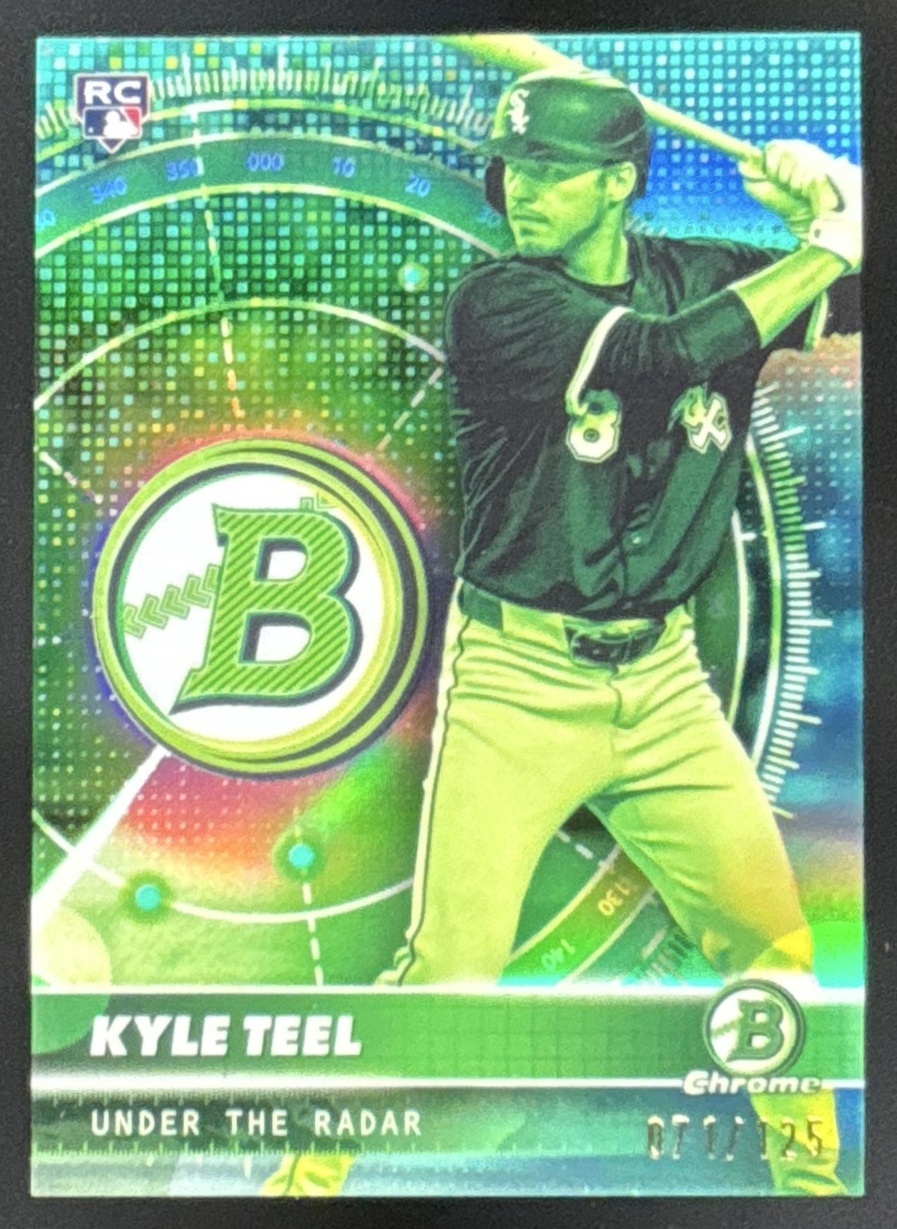 Card image for 2026 Bowman Kyle Teel Under the Radar Chrome Aqua Refractor Rookie /125 RC