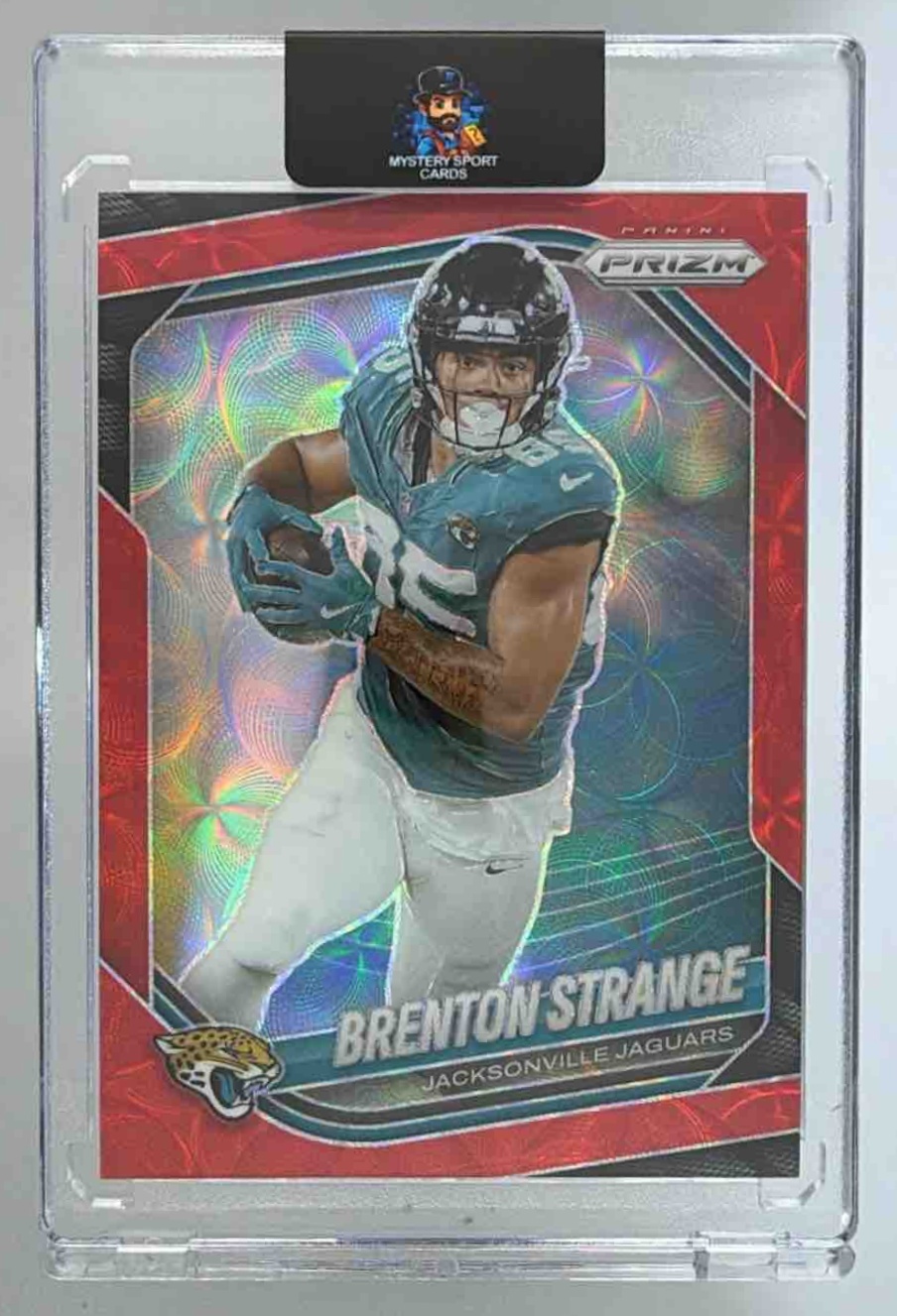 Card image for 2025 Panini Football Prizm Brenton Strange Logo /20 #136 Jacksonville Jaguars