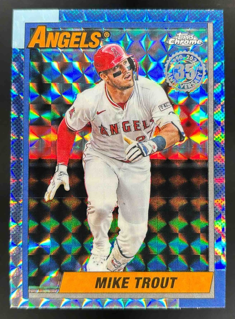 Card image for 2025 Topps Chrome Update Mike Trout 1990 Geometric Refractor #90CU-1 Angels