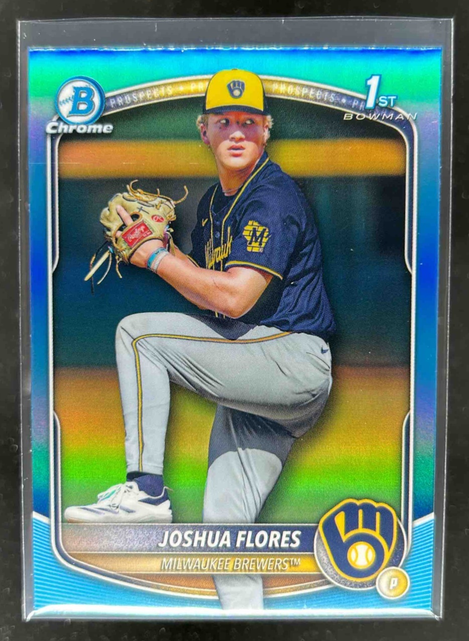 Card image for Joshua Flores 2025 Bowman Draft Chrome Sky Blue Refractor