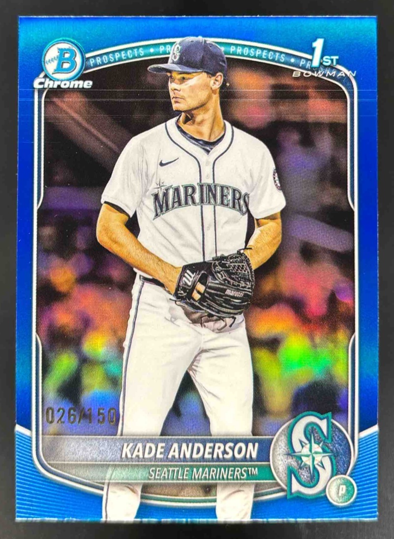 Card image for 2025 Bowman Draft Kade Anderson Chrome Blue Refractor /150 #BDC-3 Mariners