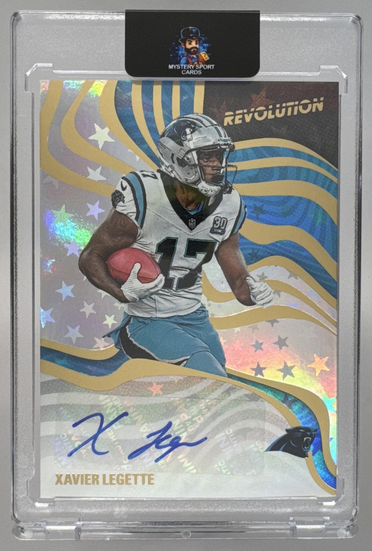 Card image for 2025 Panini Revolution Xavier Legette Signatures Swirl #RSA-XLE Auto Panthers