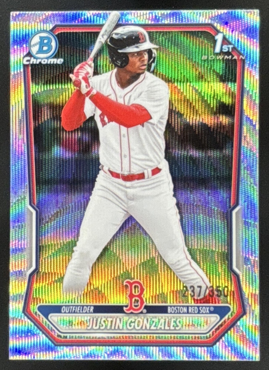 Card image for Justin Gonzales 2026 Bowman Wave Refractor /350 Chrome Prospects Boston Red Sox