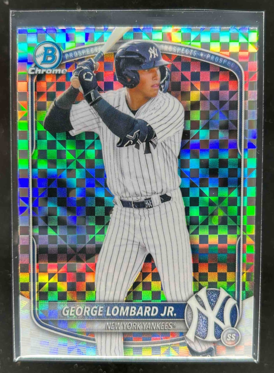 Card image for George Lombard Jr. 2025 Bowman Baseball Draft Chrome X-Fractor New York Yankees