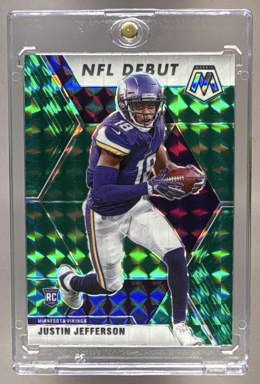 2020 PANINI MOSAIC JUSTIN JEFFERSON #270 PRIZM GREEN RC VIKINGS