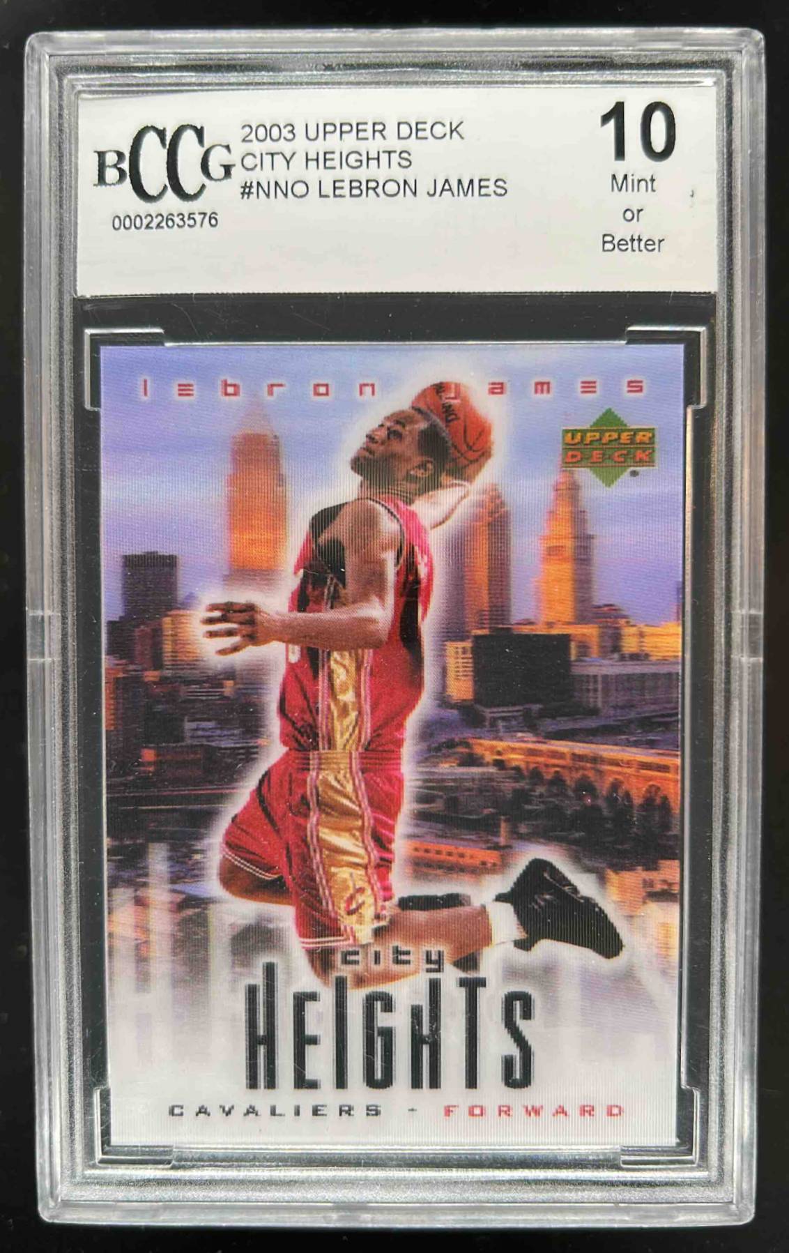 Card image for 2003-04 UPPER DECK LEBRON JAMES CITY HEIGHTS #NNO RC BCCG 10 CLEVELAND CAVALIERS