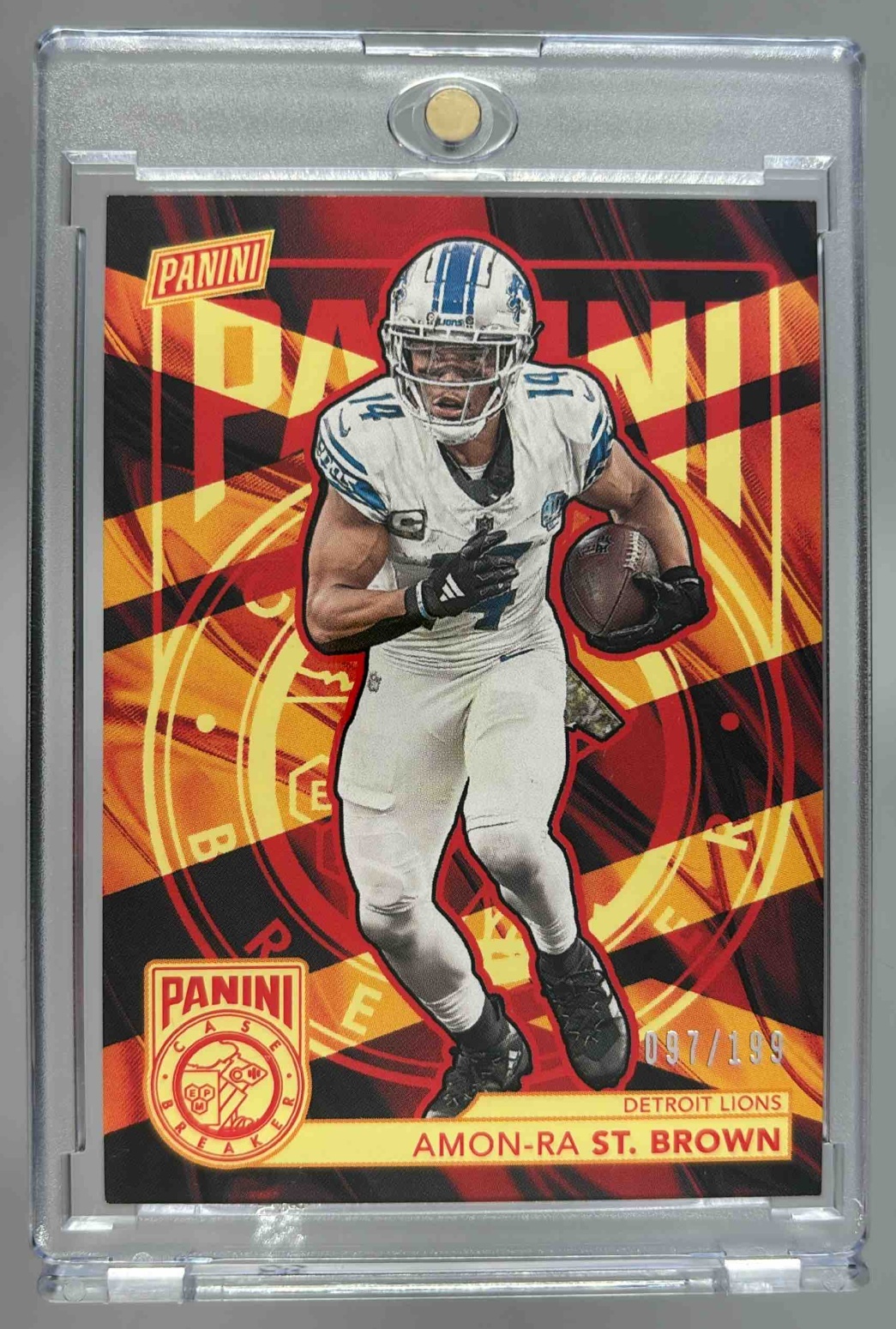 Card image for 2024 Panini National NSCC Case Breaker Amon-Ra St. Brown /199 #CB8 Lions