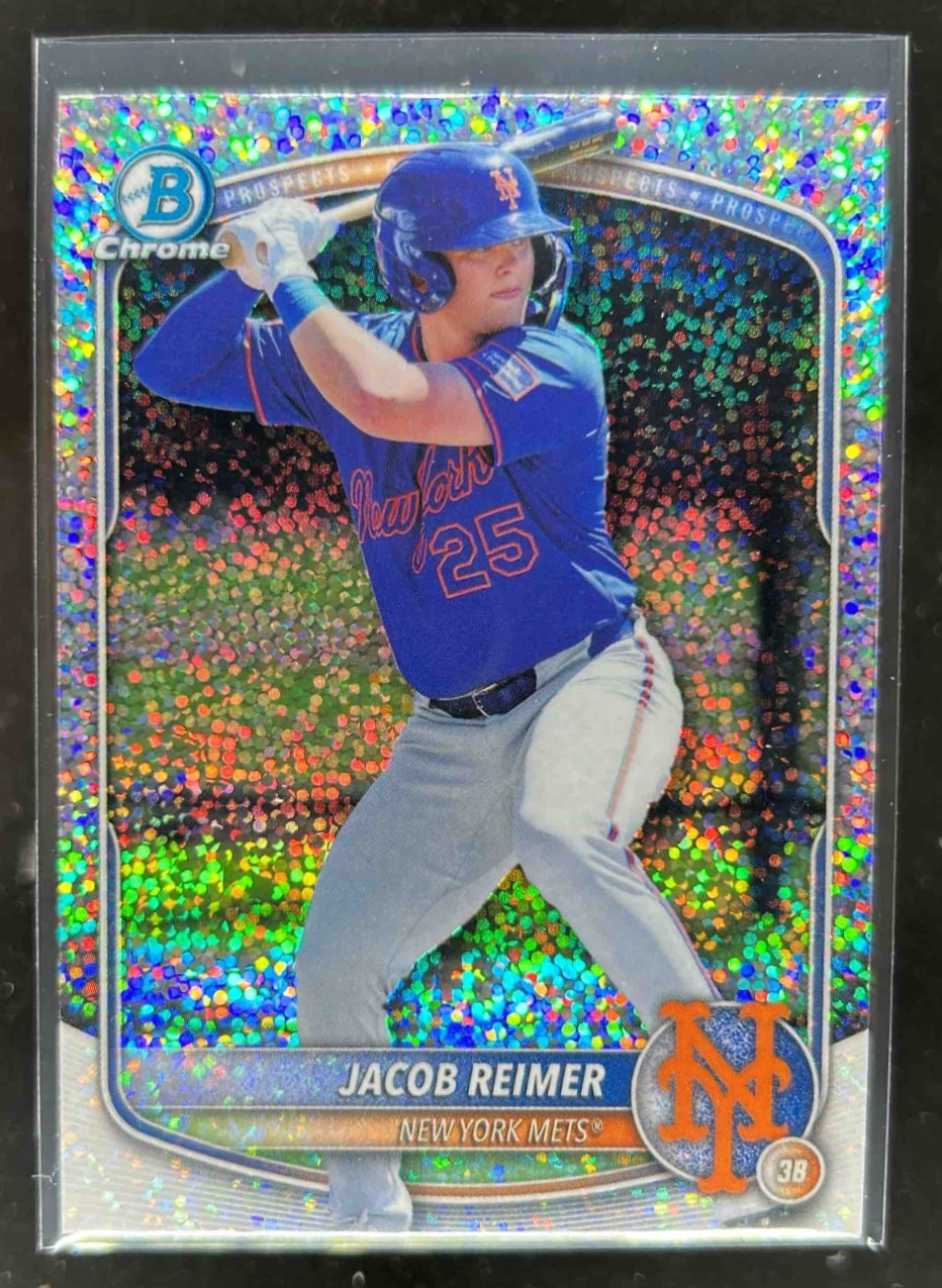 Card image for Jacob Reimer 2025 Bowman Baseball Draft Chrome Sparkle Refractor New York Mets