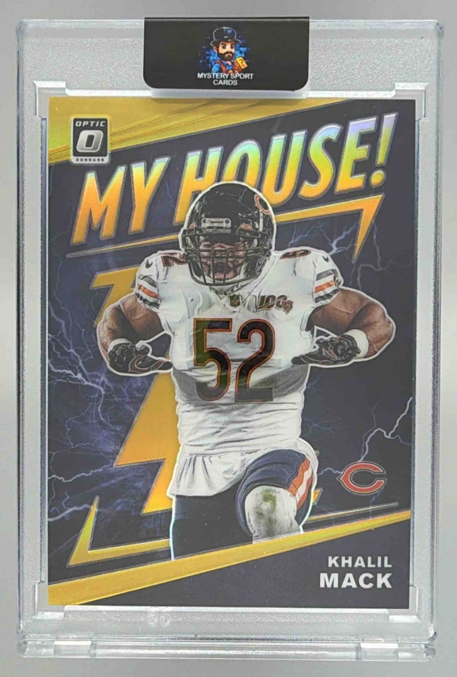 Card image for 2020 Panini Donruss Optic Khalil Mack My House! Gold /10 #MH-7 Bears