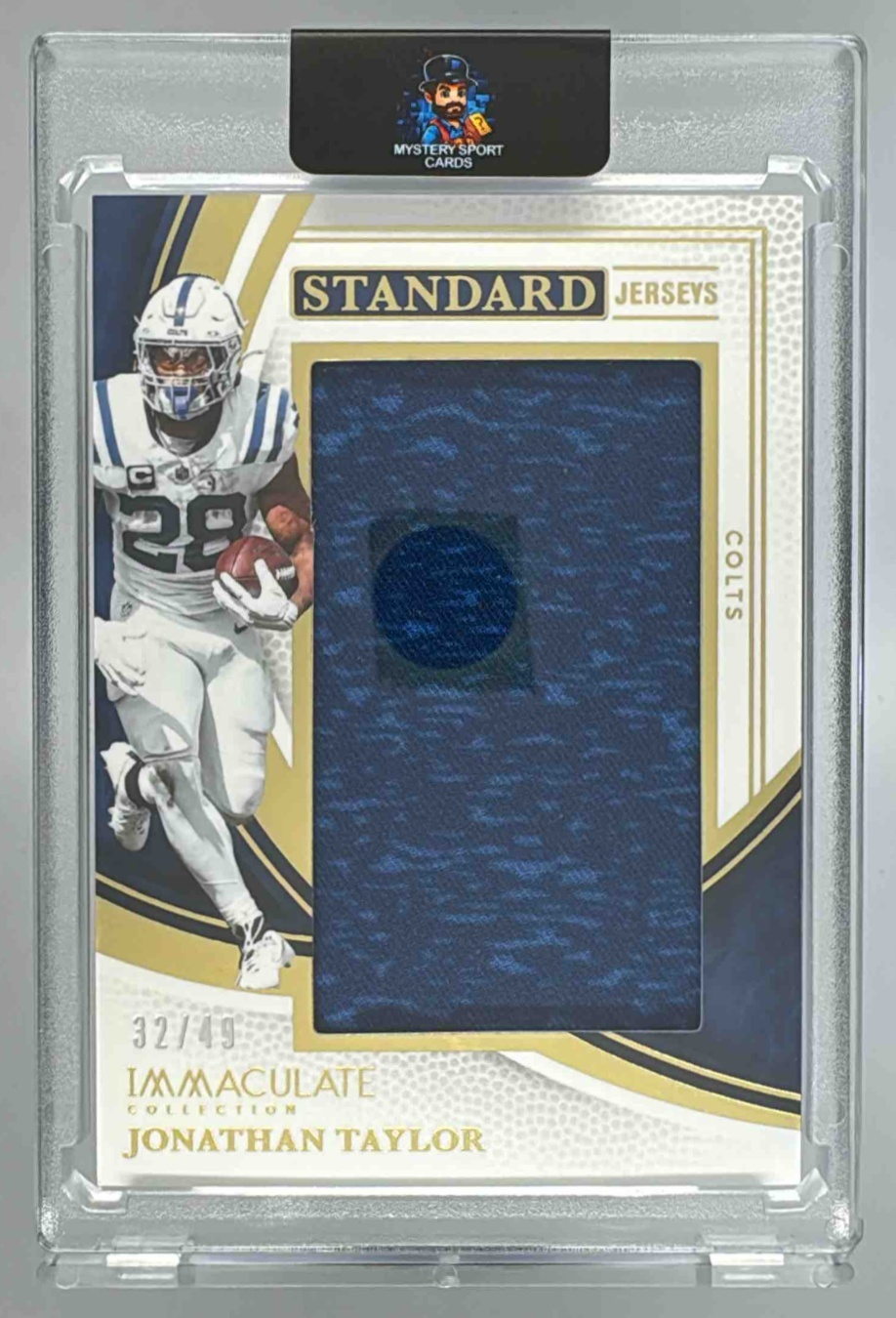 Card image for 2025 Panini Immaculate Collection Jonathan Taylor Standard Jersey /49 #28 MEM Colts