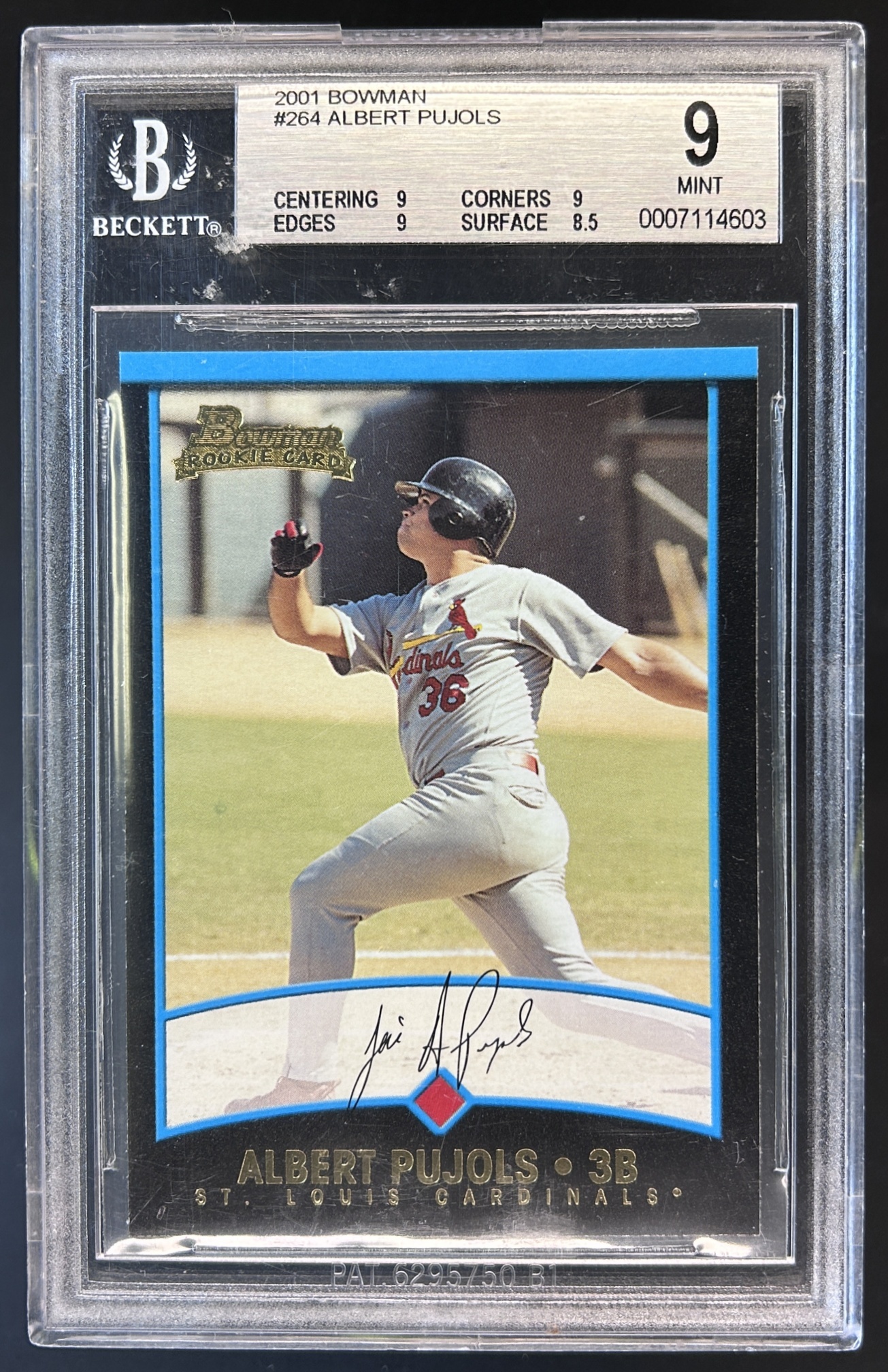 Card image for 2001 BOWMAN ALBERT PUJOLS #264 RC BGS 9 MINT ROOKIE ST. LOUIS CARDINALS
