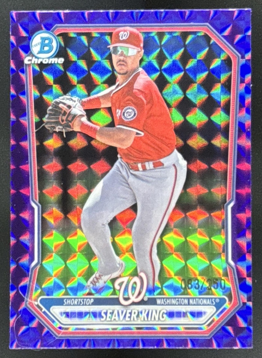 Card image for 2026 Bowman Seaver King Chrome Prospects Purple Geometric Refractor /250