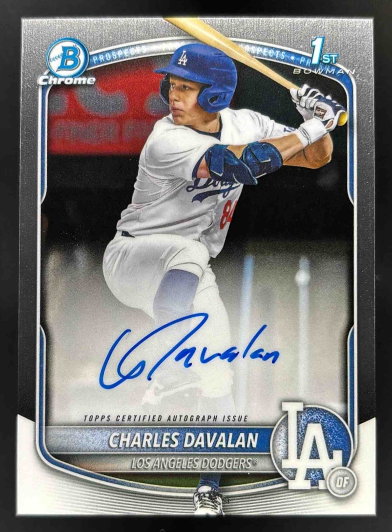 Card image for 2025 Bowman Draft Charles Davalan Chrome Prospect Auto #CPA-CD Dodgers