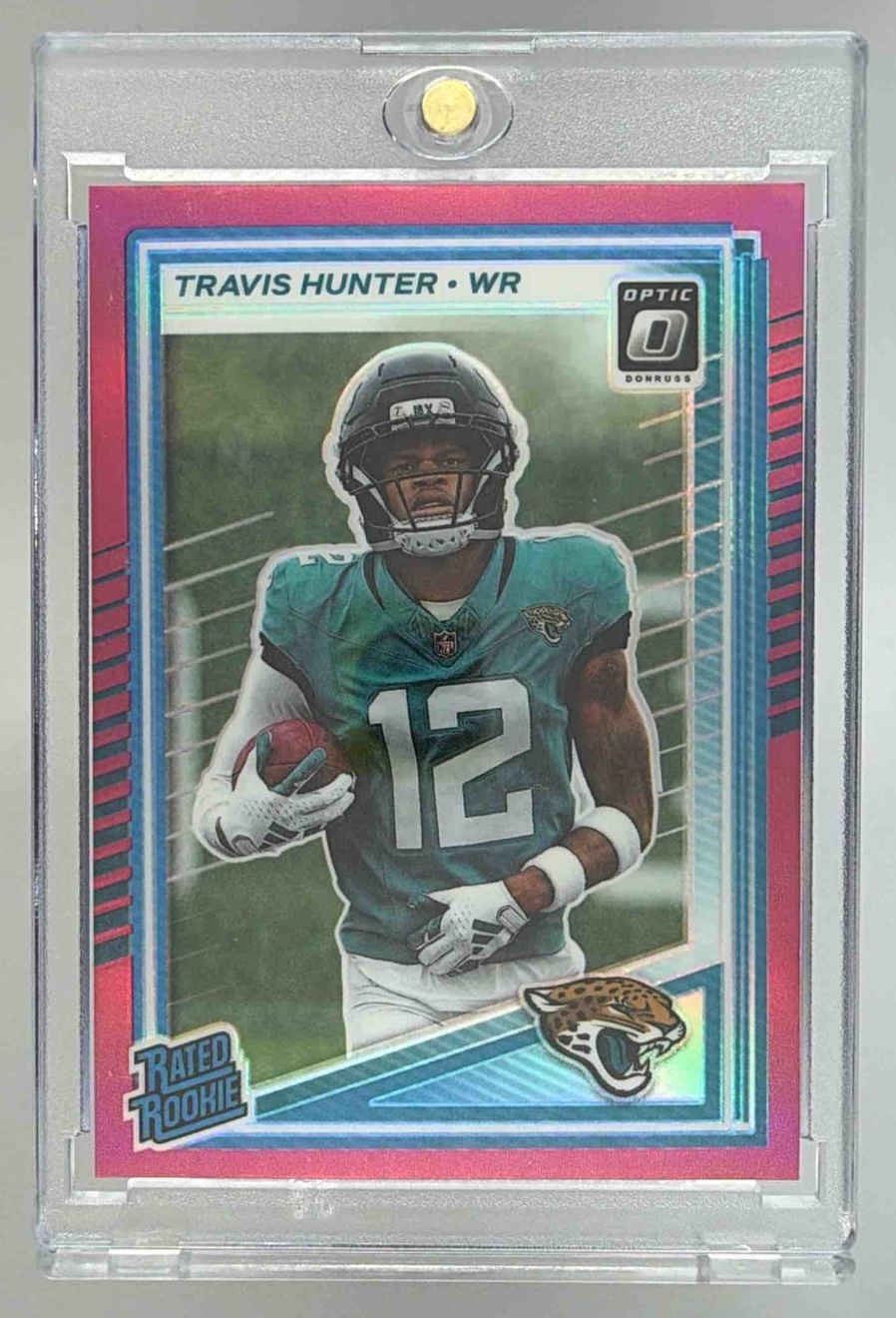 Card image for 2025 Panini Donruss Optic Travis Hunter Rated Rookie #201 Jaguars