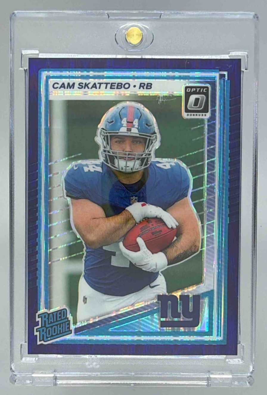 Card image for 2025 Panini Donruss Optic Cam Skattebo Rated Rookie Holo Prizm #228 Giants