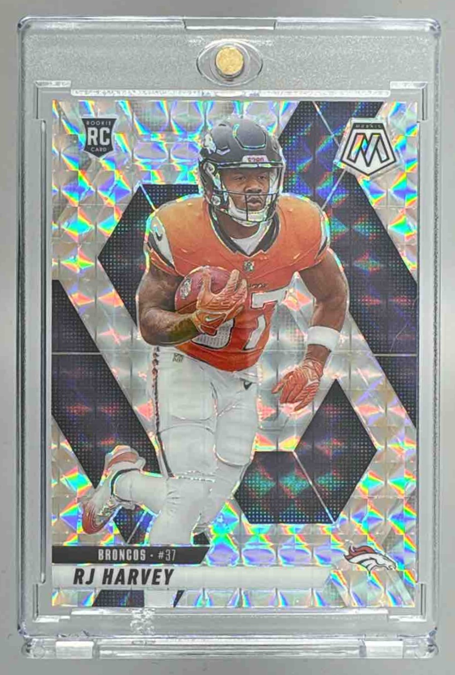 Card image for 2025 Panini Football Mosaic RJ Harvey Rookies #375 RC Denver Broncos