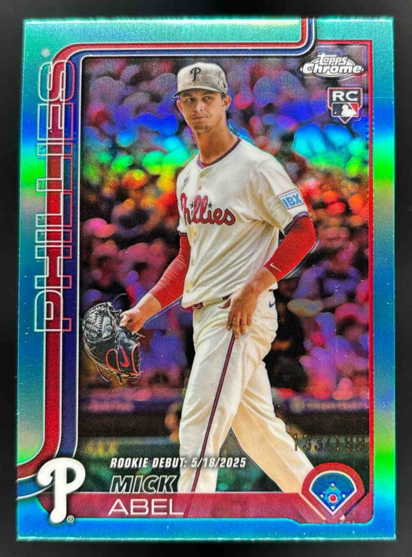 Card image for 2025 Topps Chrome Update Mick Abel Aqua Refractor /199 #USC87 RC Phillies