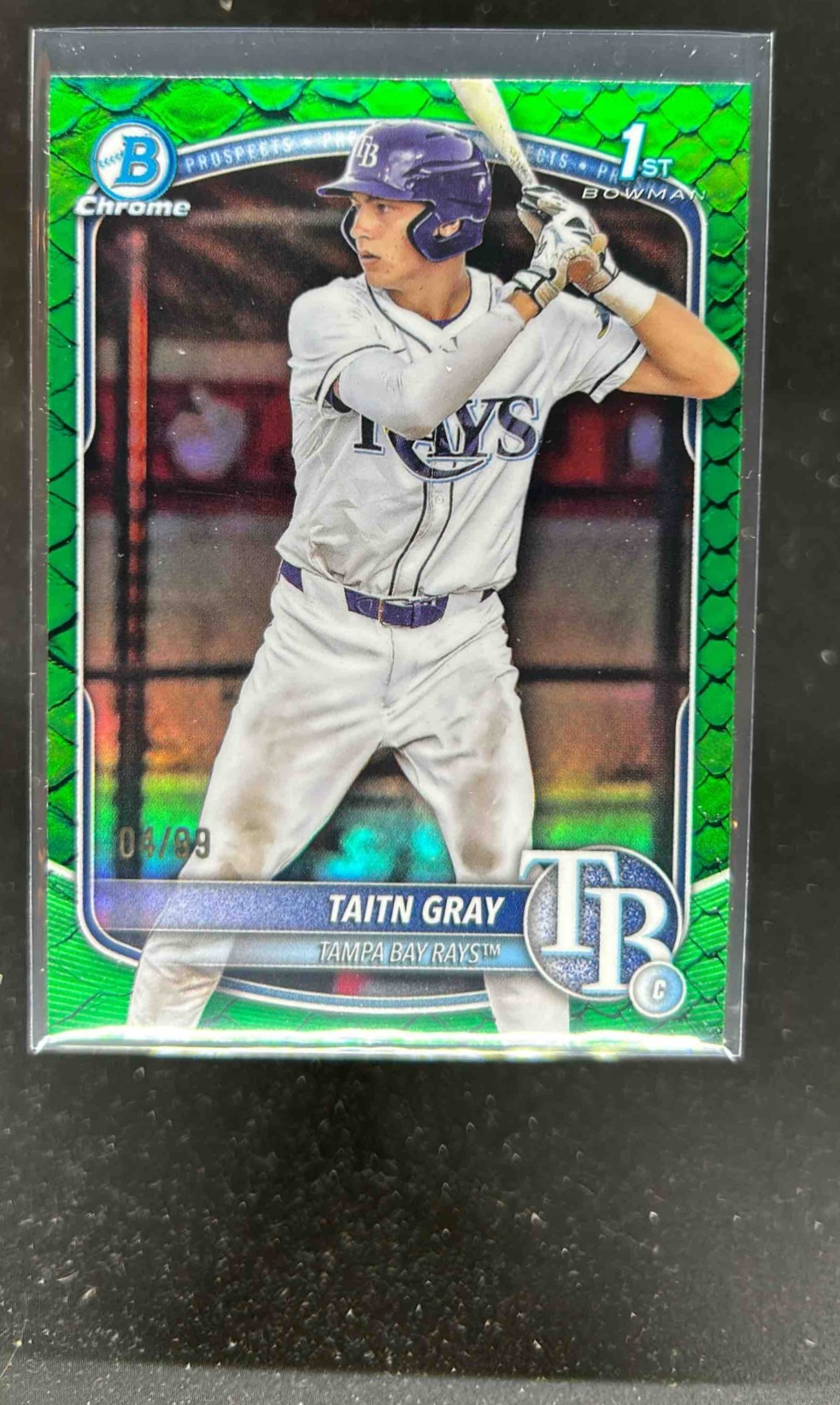 Card image for Taitn Gray 2025 Bowman Draft Chrome Green Reptilian Refractor /99