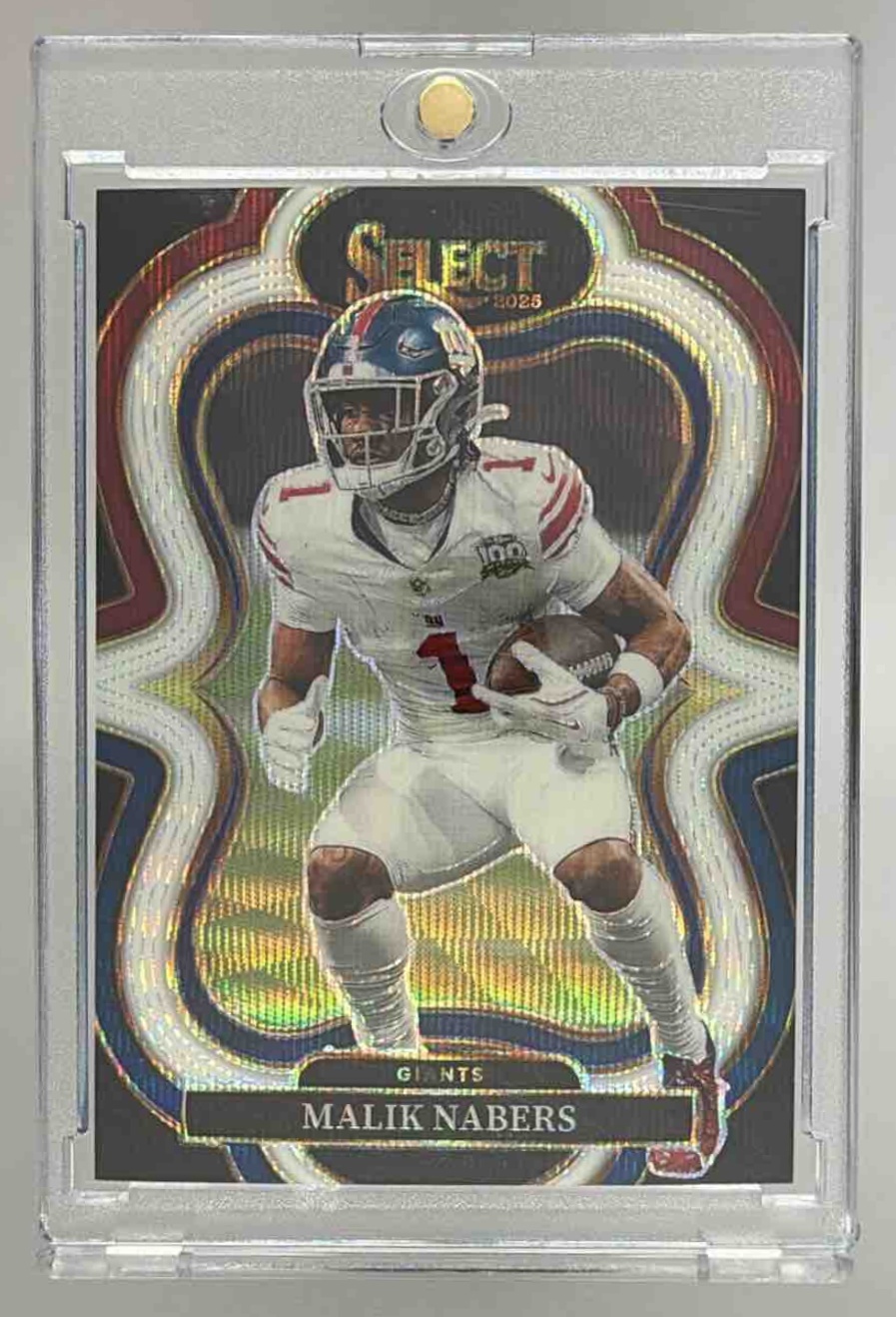 Card image for 2025 Panini Select Malik Nabers Suite Level Tri-Color Prizm /199 #394 Giants