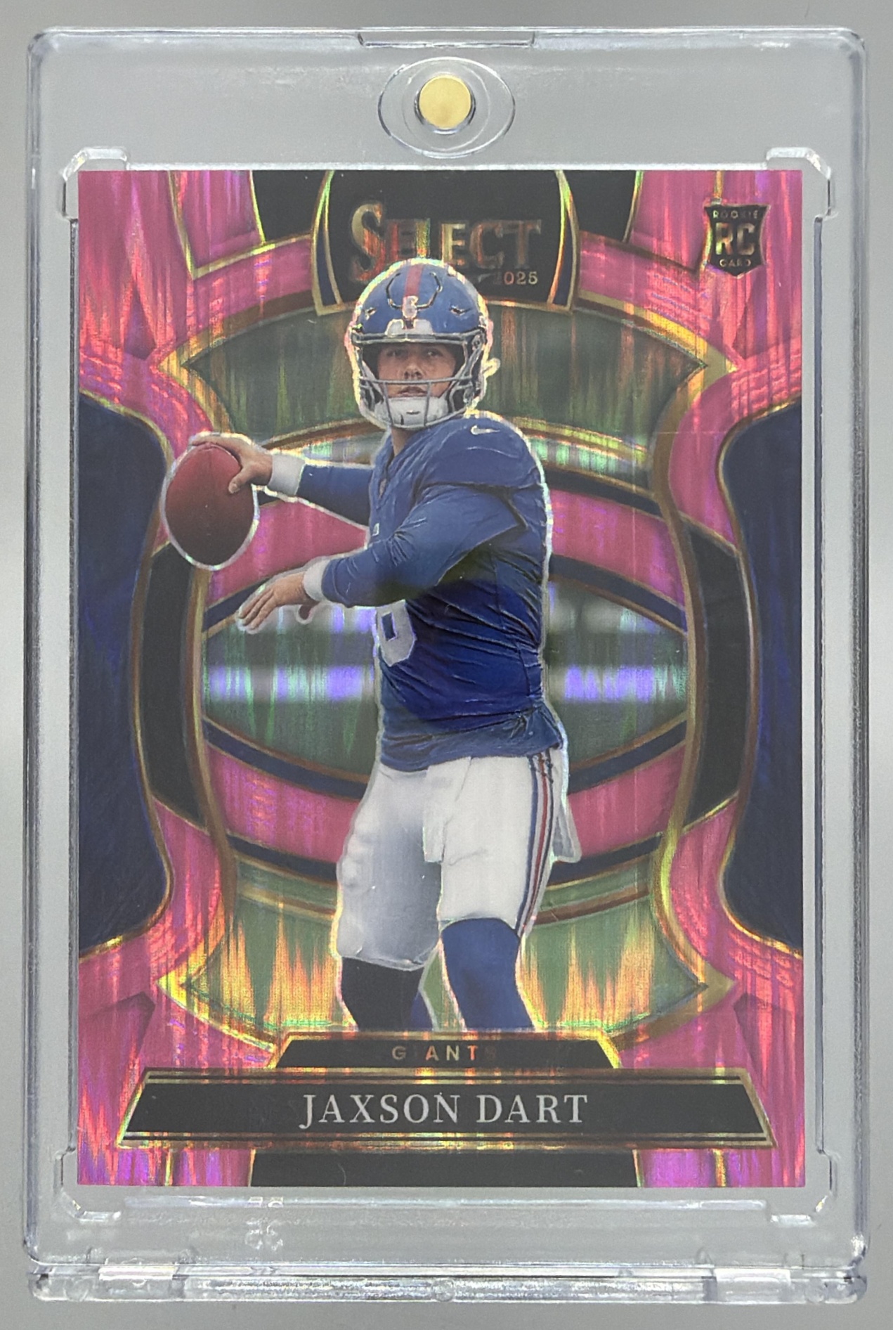Card image for 2025 Panini Select Jaxson Dart Concourse Pink Prizm Shock #93 RC Giants
