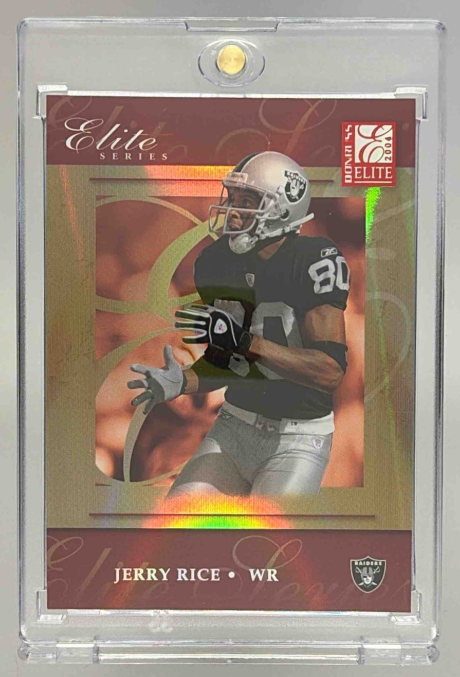 Card image for 2004 Donruss Elite Jerry Rice Series Jerseys Platinum /10 #ES-16 Raiders