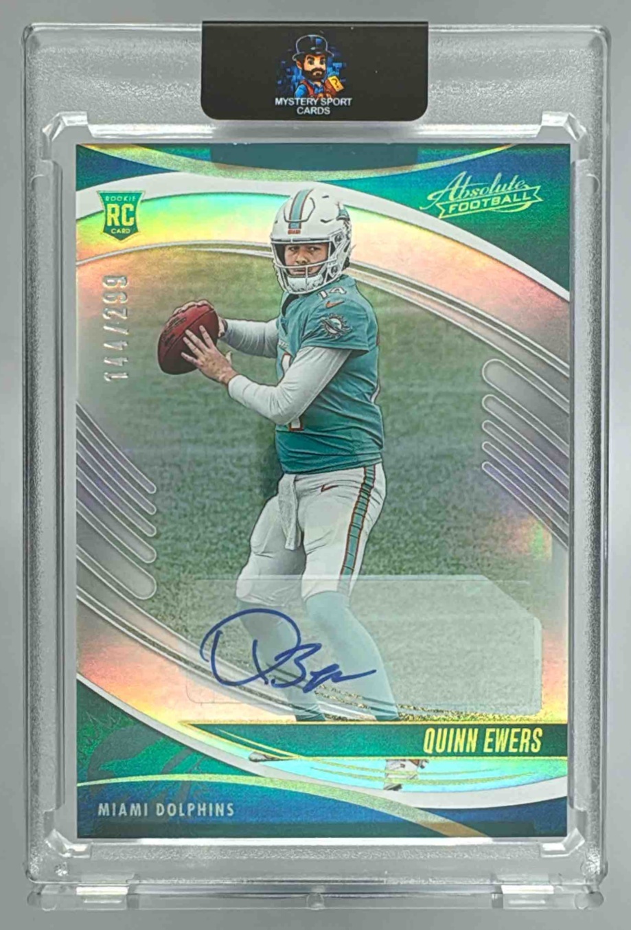 Card image for 2025 Panini Absolute Quinn Ewers Signature Rookies Spectrum /299 #170 RC Auto Dolphins